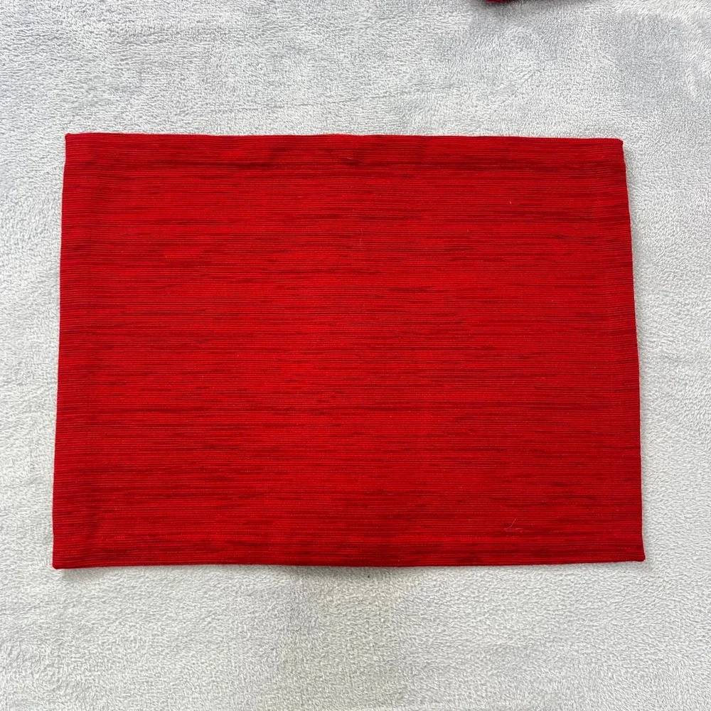Set of 4 Crate & Barrel Grasscloth Placemats Ruby Red Handwoven Cotton 14x19